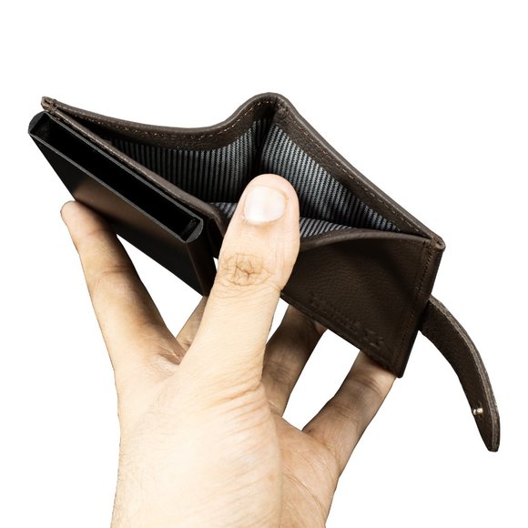 Automatic POP-UP, RFID Blocking Slim LEATHER ID Credit Card Holder - Picture 6 of 12